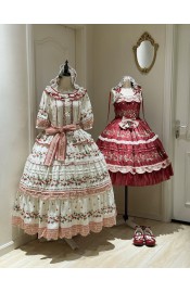 Yolanda Cranberry And Four-Leaf Clover Cardigan Skirt JSK and OP(Reservation/3 Colours/Full Payment Without Shipping)